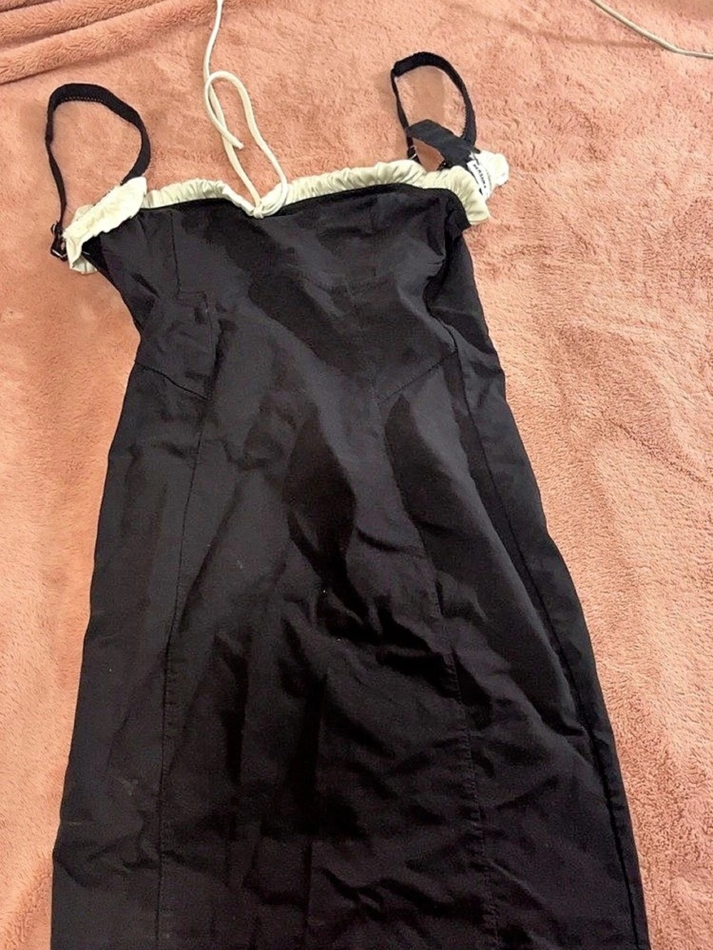 Contrast Trim Square Neck Black Mini Dress